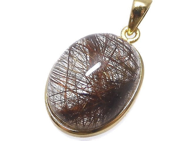 [Video][One of a kind] Brown Rutilated Quartz AAA Pendant 18KGP NO.58