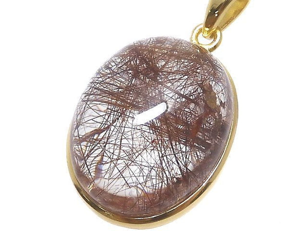 [Video][One of a kind] Brown Rutilated Quartz AAA Pendant 18KGP NO.60