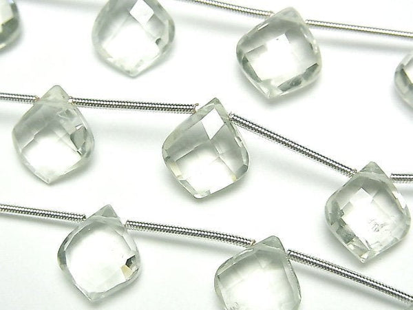 [Video]High Quality Green Amethyst AAA- Deformed Faceted Pear Shape 1strand (8pcs )