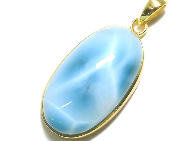 [Video][One of a kind] High Quality Larimar Pectolite AAA Pendant 18KGP NO.326