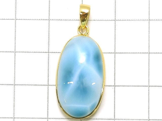 [Video][One of a kind] High Quality Larimar Pectolite AAA Pendant 18KGP NO.326