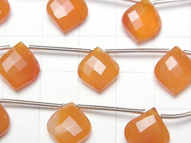 [Video]High Quality Carnelian AAA- Deformed Faceted Pear Shape 1strand (8pcs )