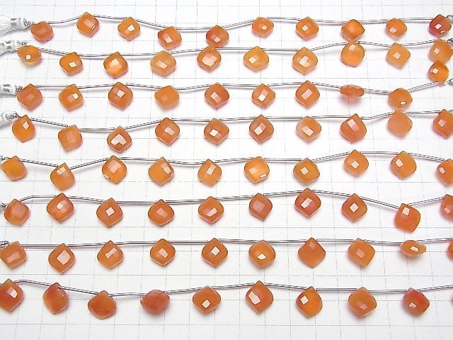 [Video]High Quality Carnelian AAA- Deformed Faceted Pear Shape 1strand (8pcs )