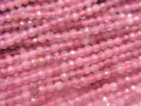 [Video]High Quality! Pink Tourmaline AA++ Faceted Round 2mm 1strand beads (aprx.15inch/36cm)