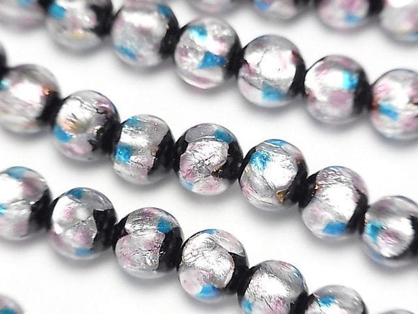 [Video]Lampwork Beads Round 8mm [Pink x Light Blue] 1/4 or 1strand beads (aprx.15inch/36cm)