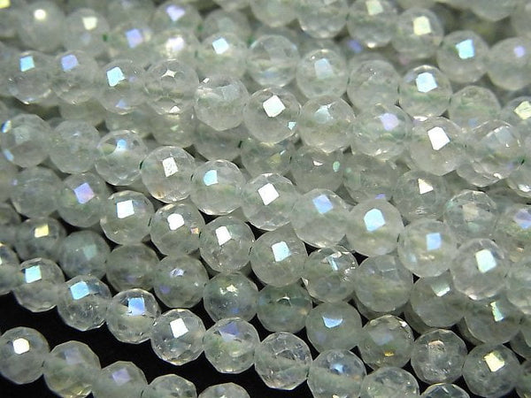[Video]High Quality! Topaz AAA Faceted Round 4mm green coating 1strand beads (aprx.13inch/33cm)