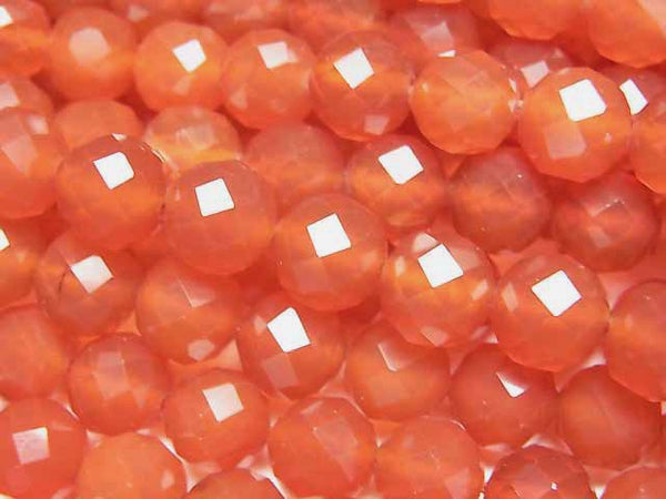 [Video]High Quality! Carnelian AAA 64Faceted Round 8mm 1strand beads (aprx.15inch/36cm)