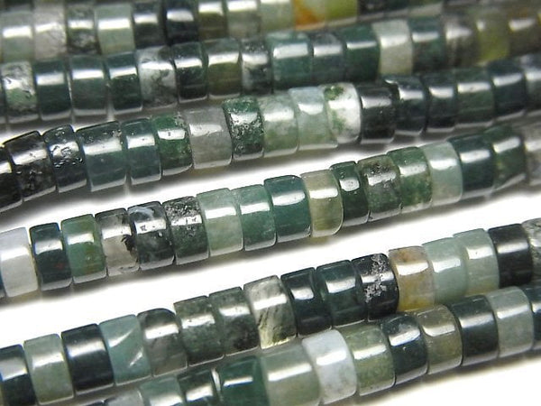 [Video]Moss Agate Roundel (Heishi )4x4x2mm 1strand beads (aprx.15inch/36cm)