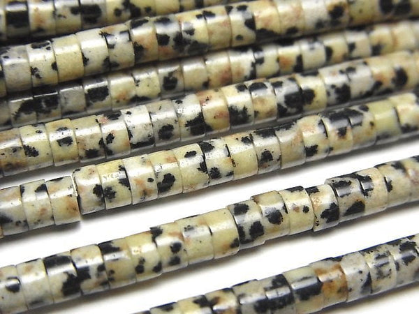 [Video]Dalmatian Jasper Roundel (Heishi )4x4x2mm 1strand beads (aprx.15inch/36cm)