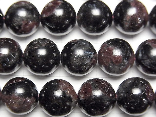 [Video] Nuumite in Garnet Round 10mm 1strand beads (aprx.15inch/37cm)