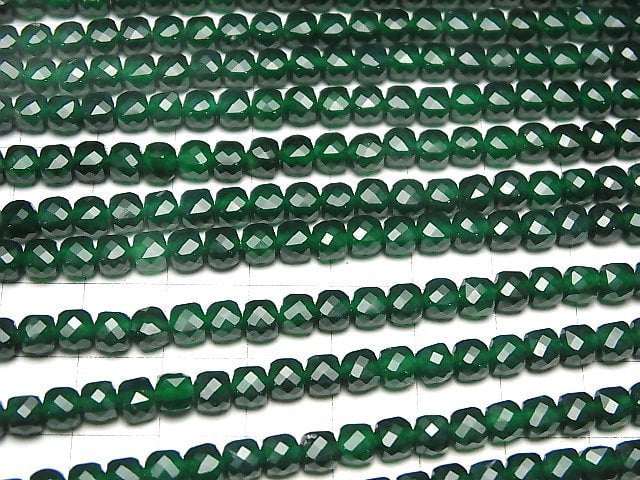 High Quality! Green Onyx AAA Cube Shape 4x4x4mm 1strand beads (aprx.15inch/36cm)
