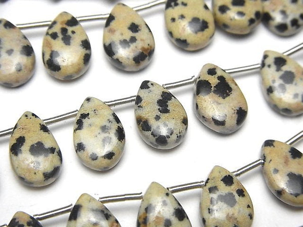 [Video]Dalmatian Jasper Pear shape (Smooth) 12x8mm half or 1strand (18pcs )
