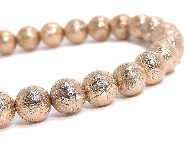 [Video][One of a kind] Meteorite Round 6mm Pink Gold Bracelet NO.5