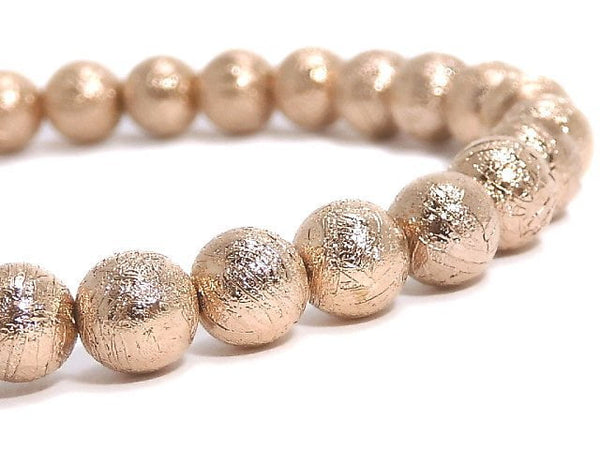 [Video][One of a kind] Meteorite Round 6mm Pink Gold Bracelet NO.7