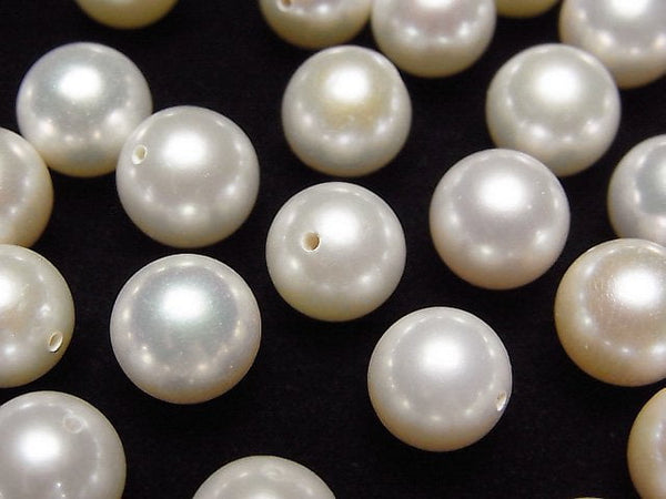 [Video]Fresh Water Pearl AAA- Loose stone Round 9-9.5mm [Half Drilled Hole ] White 1pc