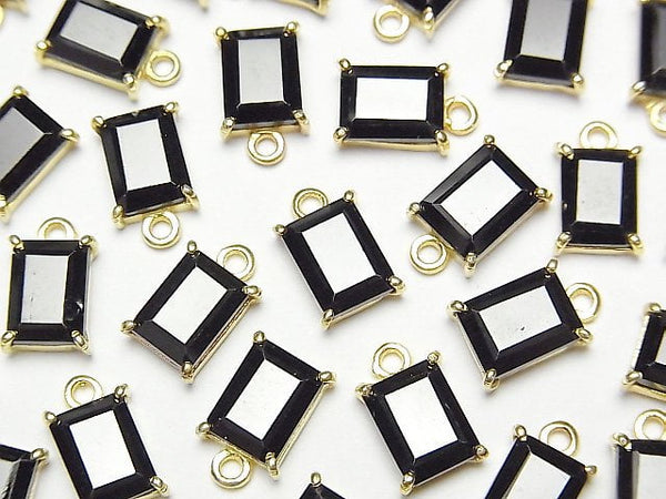 [Video]High Quality Black Spinel AAA Bezel Setting Rectangle Faceted 9x7mm 18KGP 1pc