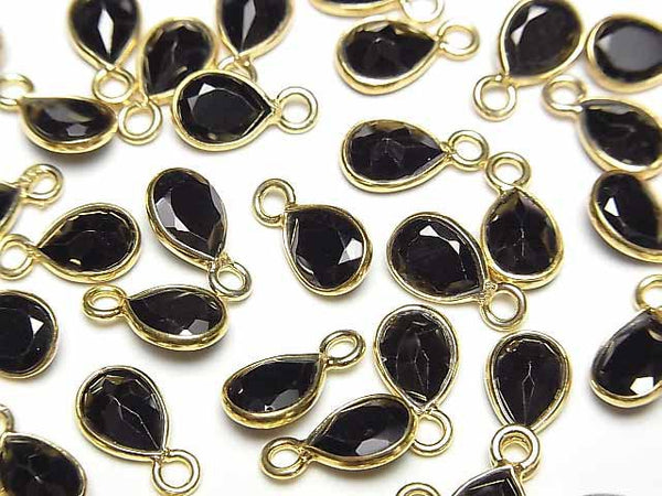 [Video]High Quality Black Spinel AAA Bezel Setting Pear shape Faceted 8x6mm 18KGP 3pcs