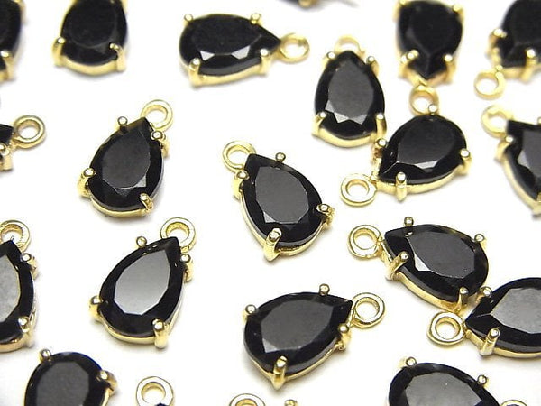 [Video]High Quality Black Spinel AAA Bezel Setting Pear shape Faceted 9x6mm 18KGP 2pcs