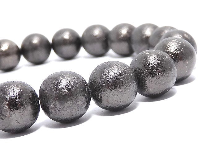[Video][One of a kind] Meteorite Round 10mm Black Bracelet NO.1