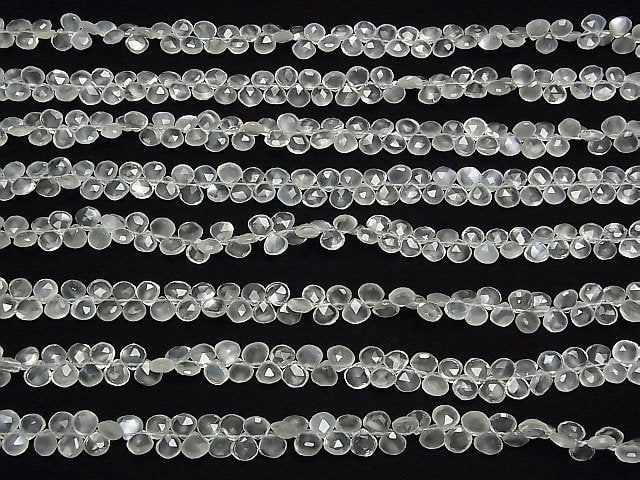 [Video]High Quality Ceylon Moonstone AAA- Chestnut Faceted Briolette half or 1strand beads (aprx.8inch/20cm)