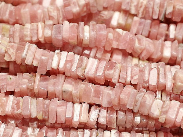 [Video] Argentina Rhodochrosite AA++ Square Roundel (Disc) half or 1strand beads (aprx.16inch/40cm)