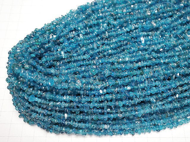 [Video] Neon Blue Apatite AA++ Chips (Small Nugget ) 1strand beads (aprx.15inch/38cm)