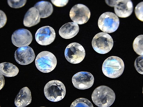 [Video]High Quality Rainbow Moonstone AA++ Loose stone Round Faceted 6x6mm 5pcs