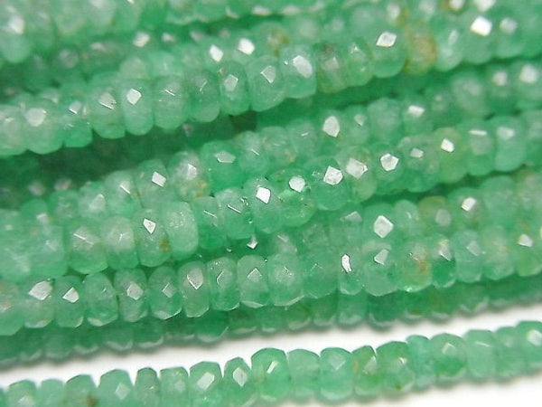 [Video]High Quality Colombia Emerald AAA Faceted Button Roundel half or 1strand beads (aprx.15inch/38cm)