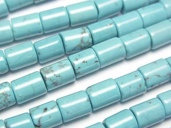 [Video]Magnesite Turquoise Tube 8x6x6mm 1strand beads (aprx.15inch/37cm)