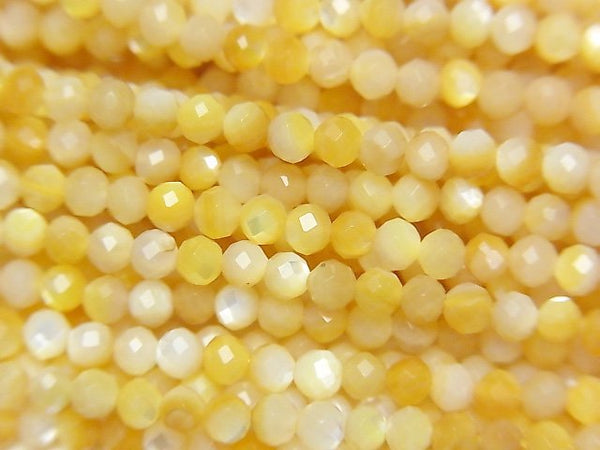 [Video]High Quality! High Quality Yellow Shell AAA Faceted Round 3mm 1strand beads (aprx.15inch/37cm)