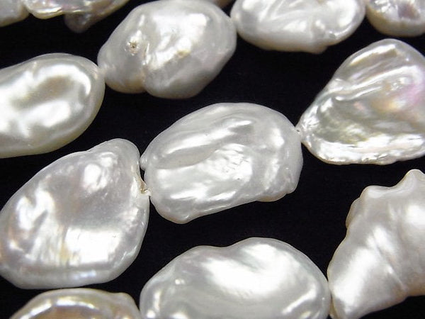 [Video]Fresh Water Pearl Keshi Pearl Baroque 15-19m White 1strand beads (aprx.15inch/36cm)