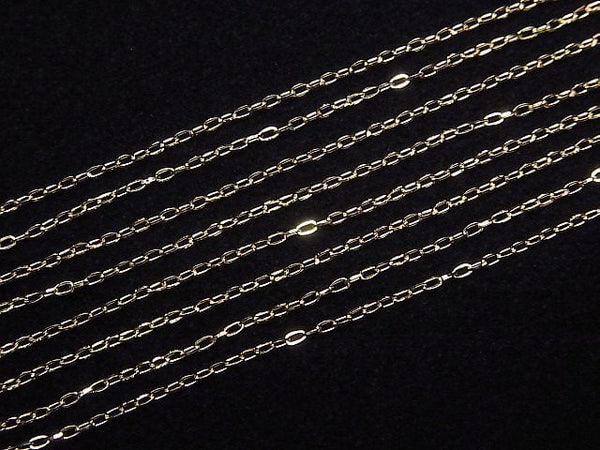 [Video][18K Yellow Gold] Multiple Facets Flat Cable Chain Approx 1mm width necklace 1pc