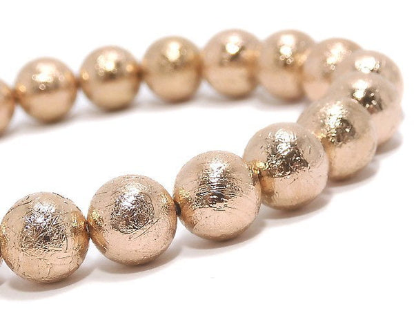 [Video][One of a kind] Meteorite Round 8mm Pink Gold Bracelet NO.2