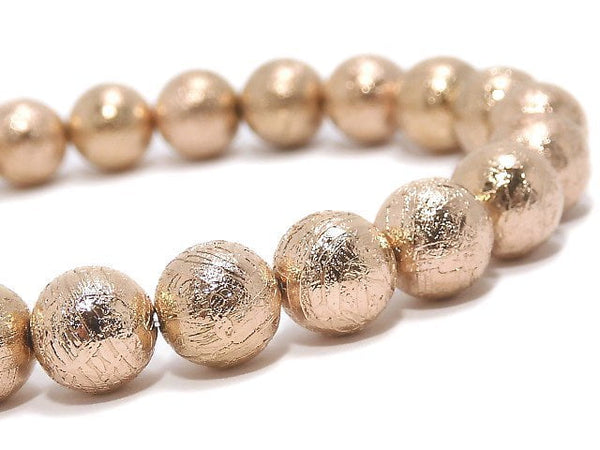 [Video][One of a kind] Meteorite Round 8mm Pink Gold Bracelet NO.3