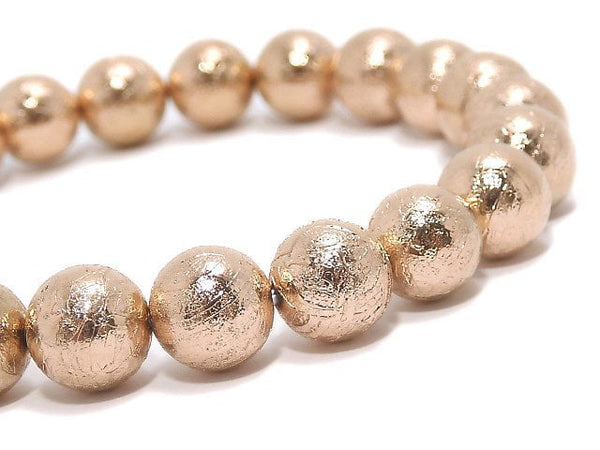 [Video][One of a kind] Meteorite Round 8mm Pink Gold Bracelet NO.4