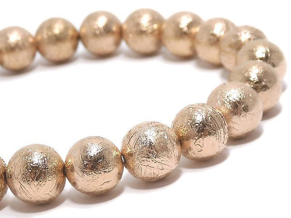 [Video][One of a kind] Meteorite Round 8mm Pink Gold Bracelet NO.5