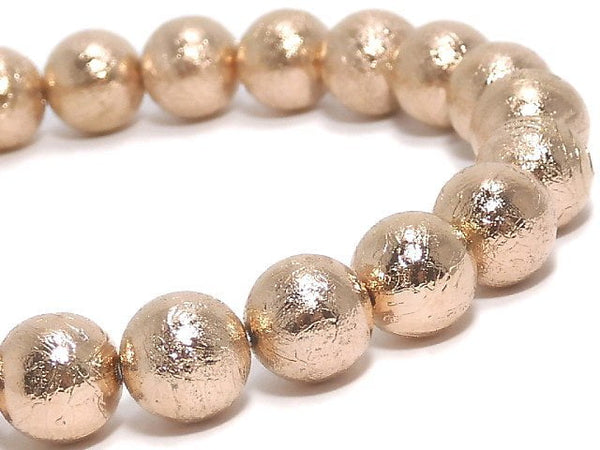 [Video][One of a kind] Meteorite Round 8mm Pink Gold Bracelet NO.8