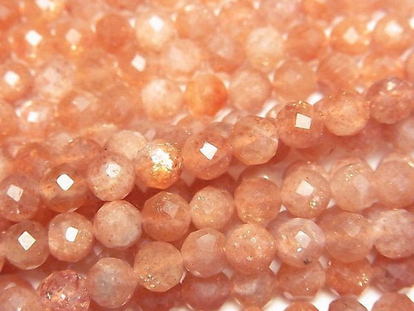 [Video]High Quality! Sunstone AA+ Faceted Round 6mm 1strand (aprx.15inch/36cm)