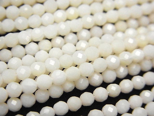 [Video]High Quality! White Coral Faceted Round 3mm 1strand beads (aprx.15inch/36cm)
