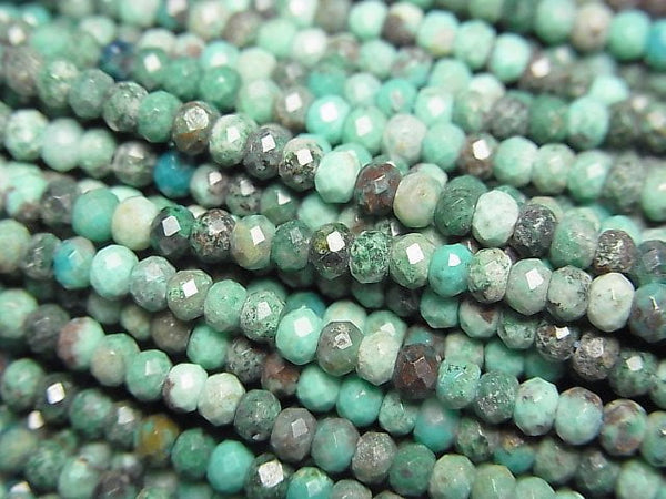 [Video]High Quality! Chrysocolla AA++ Faceted Button Roundel 3x3x2mm 1strand (aprx.15inch/37cm)