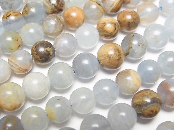 [Video]Base Rock included Natural Blue Calcite Round 6-7mm 1strand (aprx.15inch/37cm)