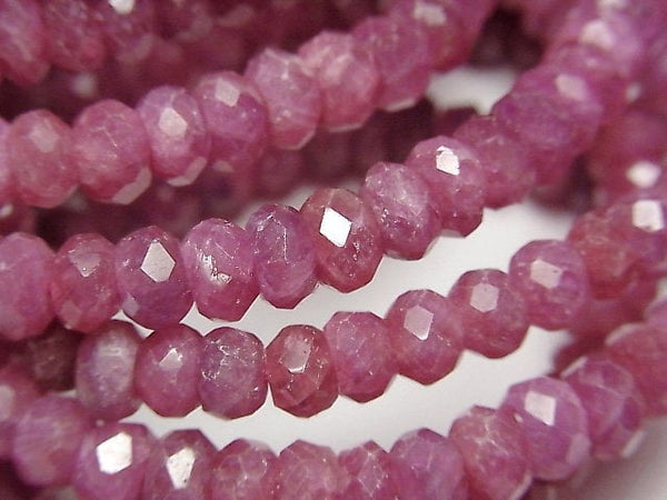 [Video] Myanmar Ruby AA++ Faceted Button Roundel 6x6x3mm Bracelet