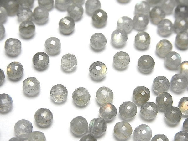 [Video] High Quality Labradorite AAA Half Drilled Hole Faceted Round 4mm 10pcs