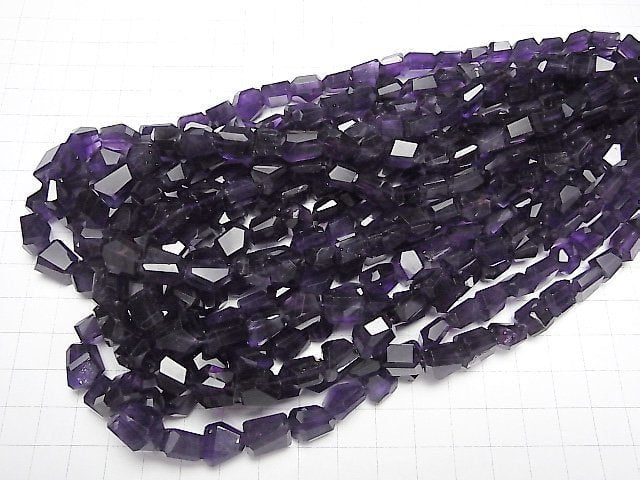 [Video]High Quality Amethyst AA++ Faceted Nugget [Dark color] half or 1strand (aprx.16inch/40cm)