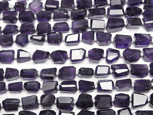 [Video]High Quality Amethyst AA++ Faceted Nugget [Dark color] 1strand (aprx.14inch/34cm)
