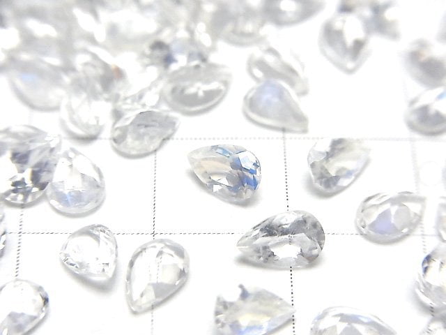 [Video]High Quality Rainbow Moonstone AAA Loose stone Pear shape Faceted 6x4mm 5pcs