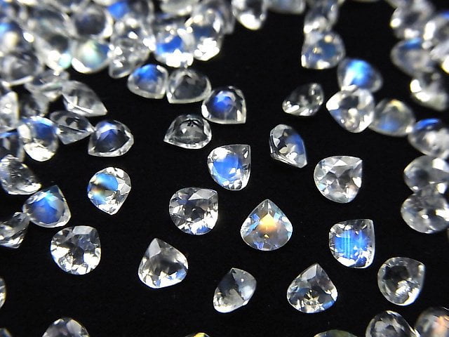 [Video]High Quality Rainbow Moonstone AAA Loose stone Chestnut Faceted 4x4mm 10pcs