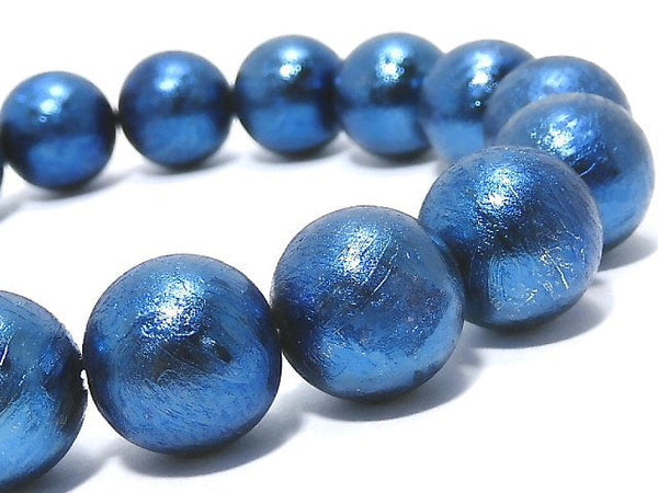 [Video][One of a kind] Meteorite Round 12mm Blue Bracelet NO.2