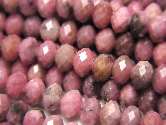 [Video]High Quality! Rhodonite AA Faceted Button Roundel 5.5x5.5x3.5mm 1strand (aprx.15inch/37cm)