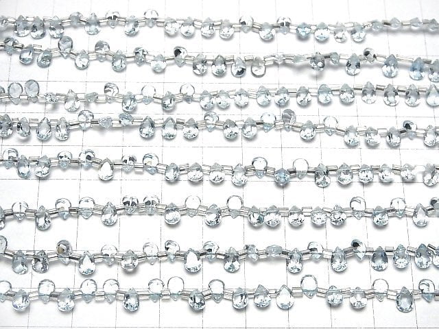 [Video]High Quality Sky Blue Topaz AAA Pear shape Faceted 6x4mm 1strand (28pcs )